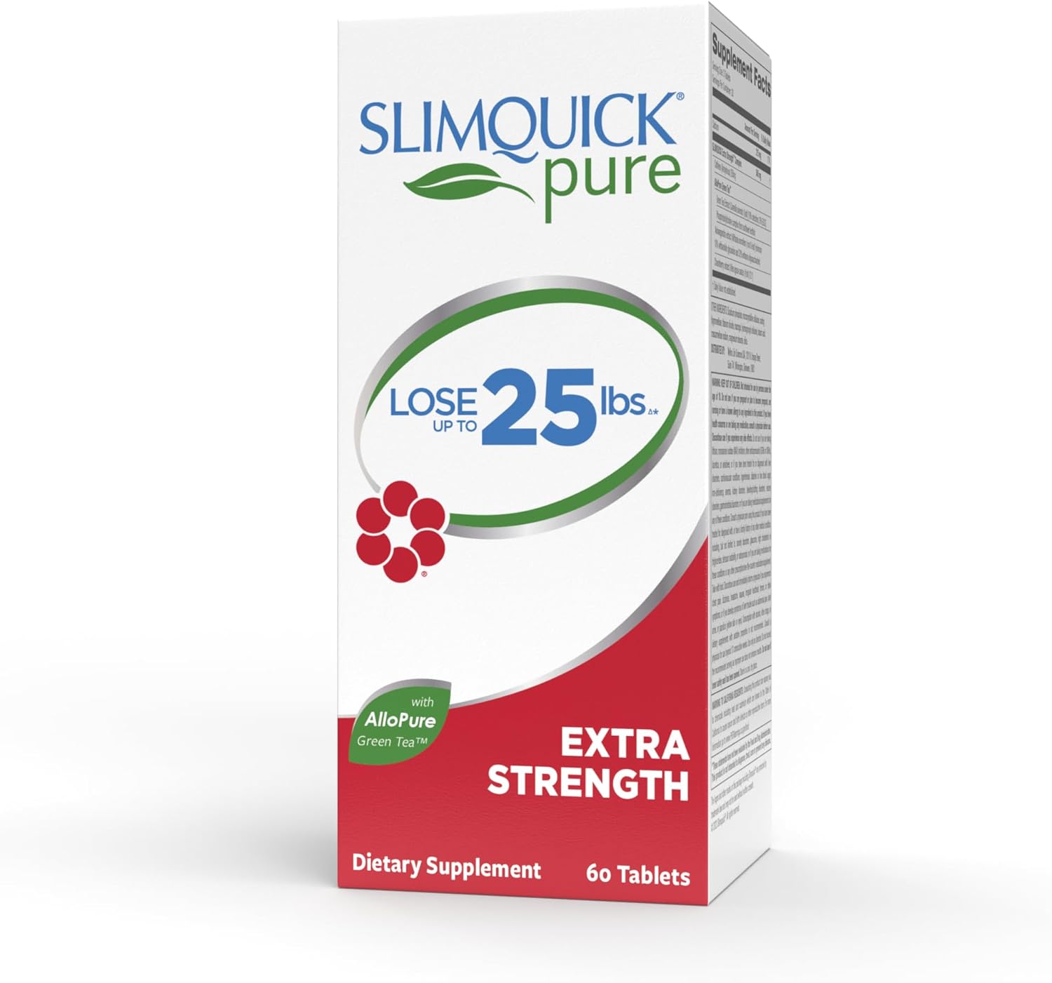 Slimquick Pure 3x Extra Strength Pill for Women, Helps Achieve Weight Goals, Helps Metabolism, Lose Excess Water, Keeps Full for Longer with Green Tea Extract, Caste Tree, Caffeine, MCT Oil - 60 Count