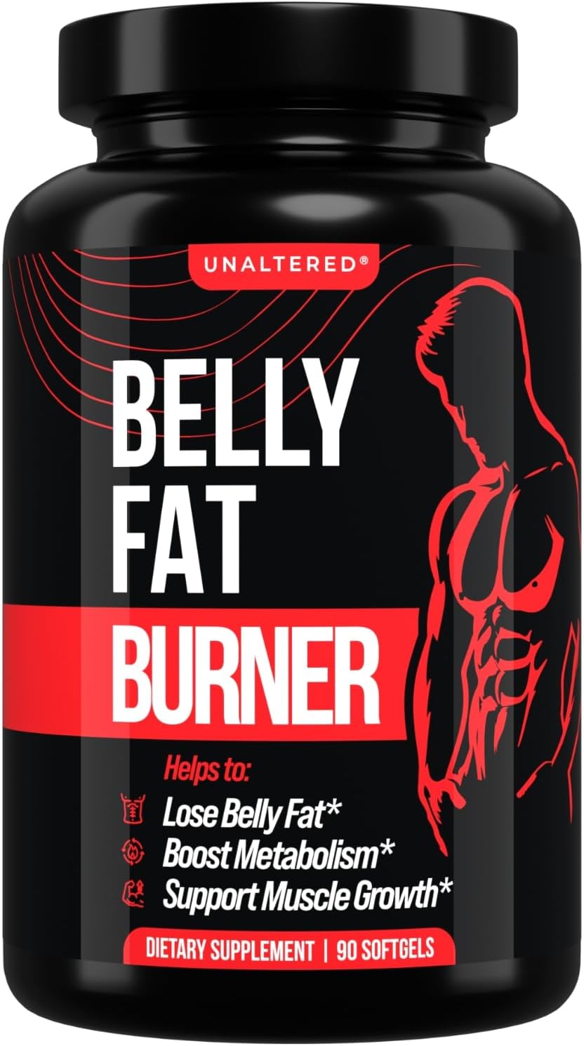 UNALTERED Belly Fat Burner for Men - Lose Belly Fat, Tighten Abs, Support Lean Muscle Growth - Jitter & Caffeine-Free Weight Loss Pills - 90 Ct