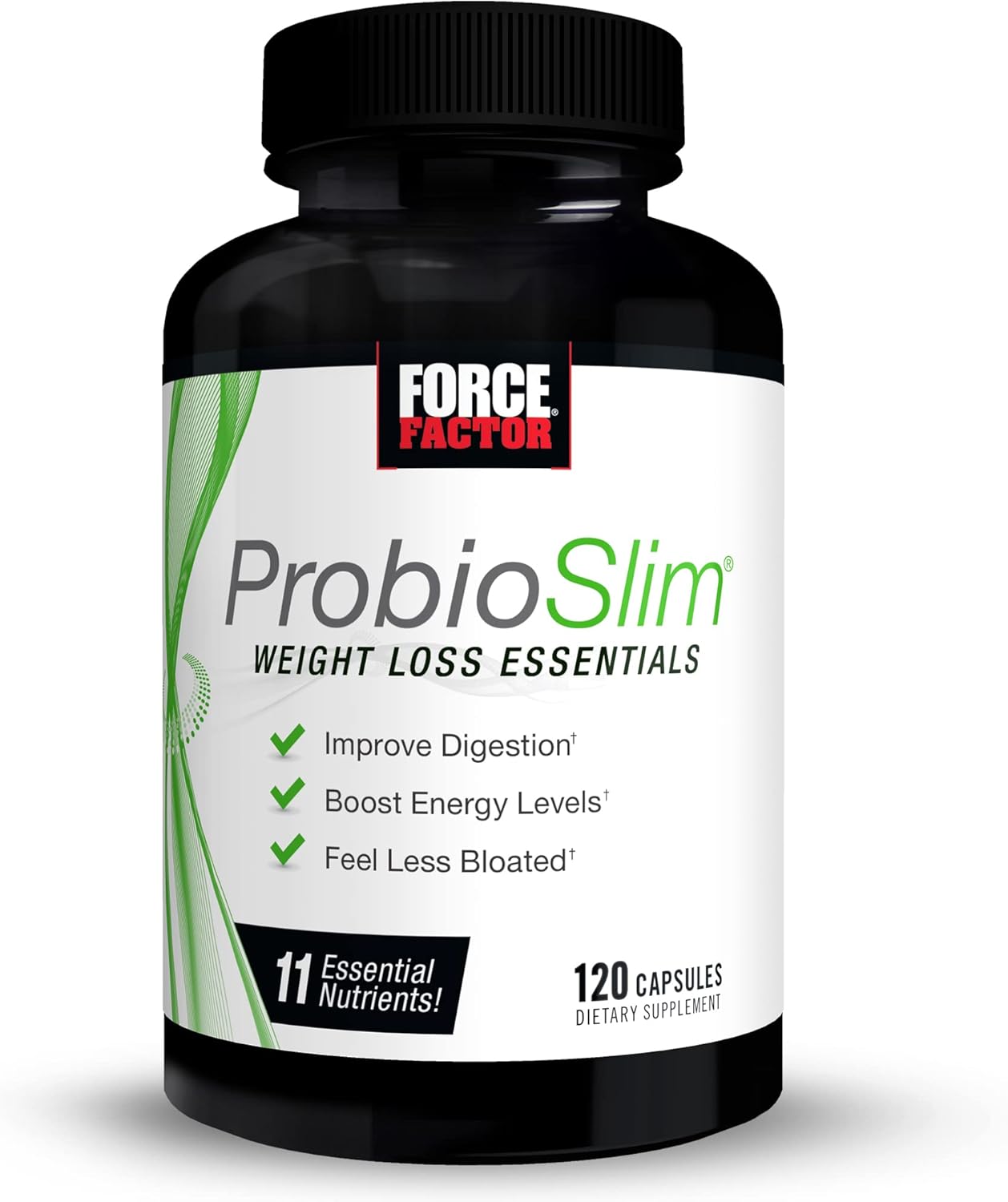 FORCE FACTOR ProbioSlim Weight Loss Essentials Complete Daily Digestive Health and Weight Loss Probiotic Supplement for Women and Men with Electrolytes and Green Tea Extract, 120 Capsules